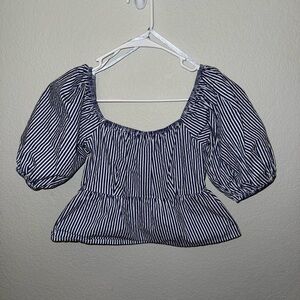 Striped Puff Sleeve Top